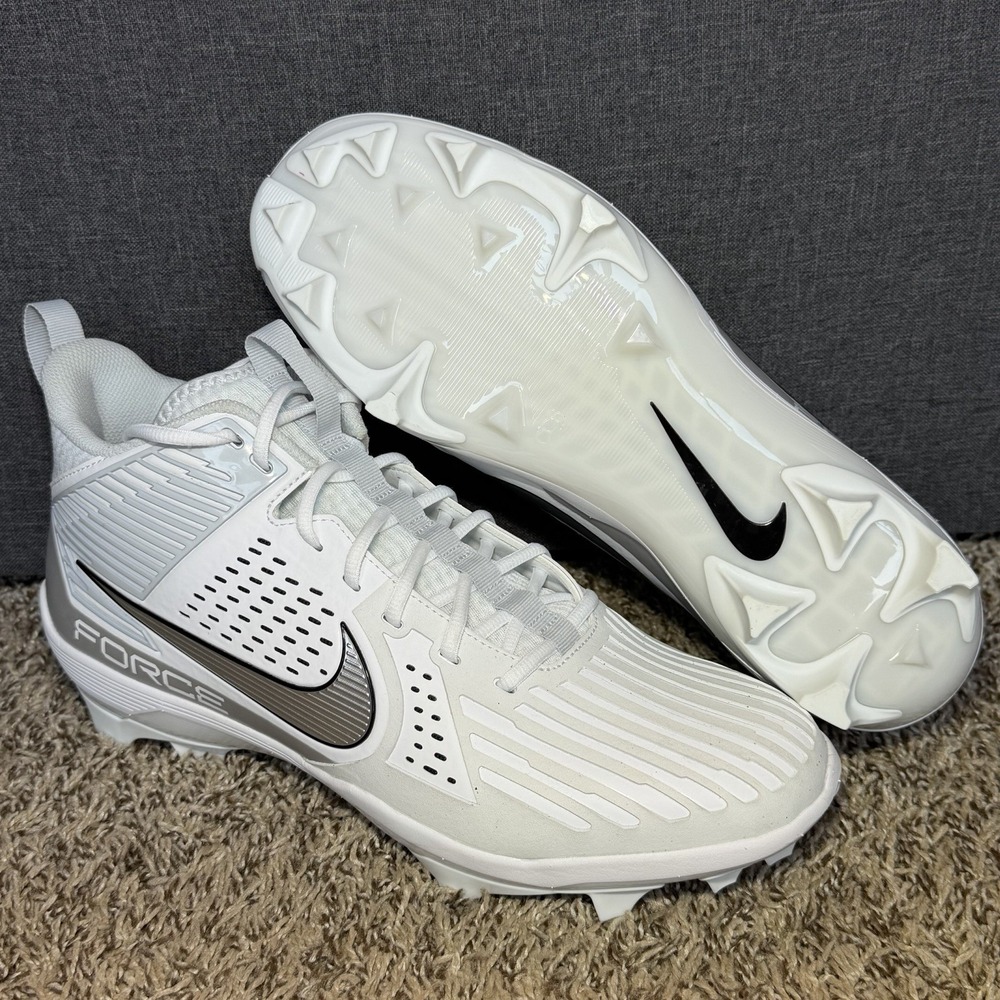 Nike Force Savage Pro 3 White Silver Mens Size 14 Football Cleats DA5453-108 NEW